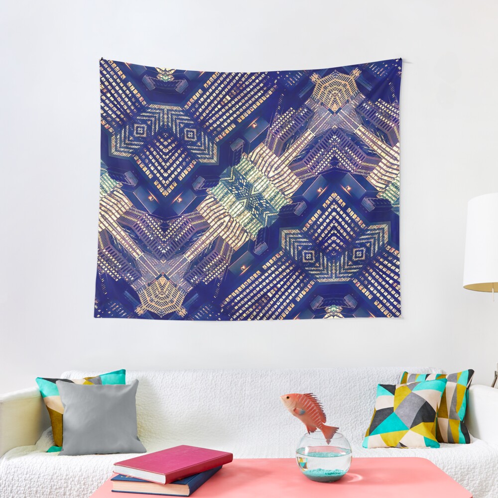 Lighted City Structures Tapestry