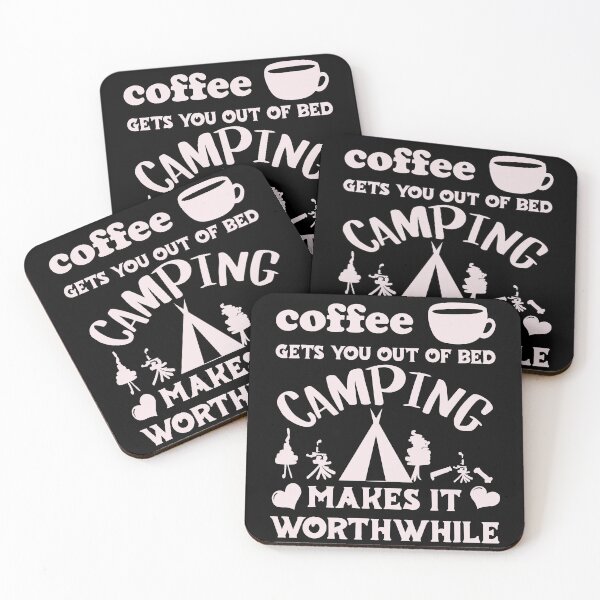 Item preview, Coffee Gets You Out Of Bed - Camping Makes It Worthwhile - Light Text designed and sold by DerekJSmith.
