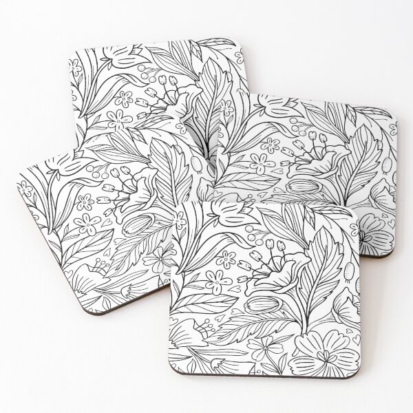 Item preview, Black and white flowers patterns designed and sold by BlackDragonborn.