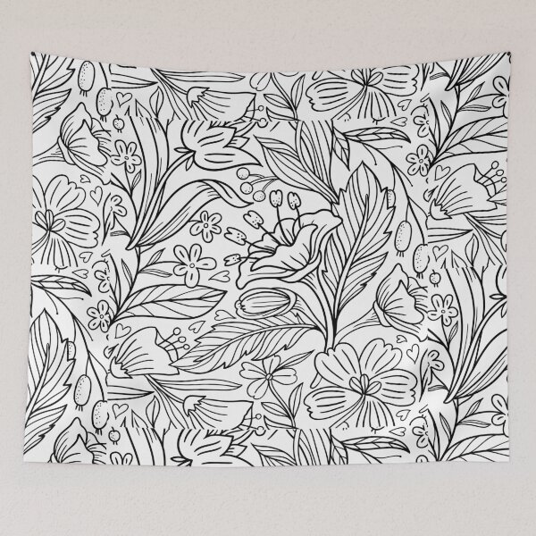 Item preview, Black and white flowers patterns designed and sold by BlackDragonborn.
