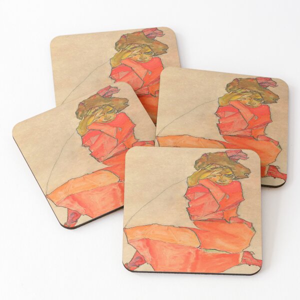 Item preview, Egon Schiele - Kneeling Female in Orange _ Red Dress designed and sold by Vivanne-art.