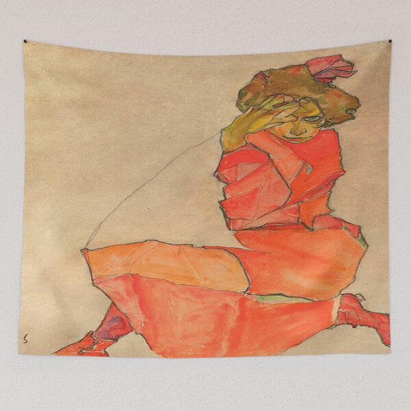 Item preview, Egon Schiele - Kneeling Female in Orange _ Red Dress designed and sold by Vivanne-art.