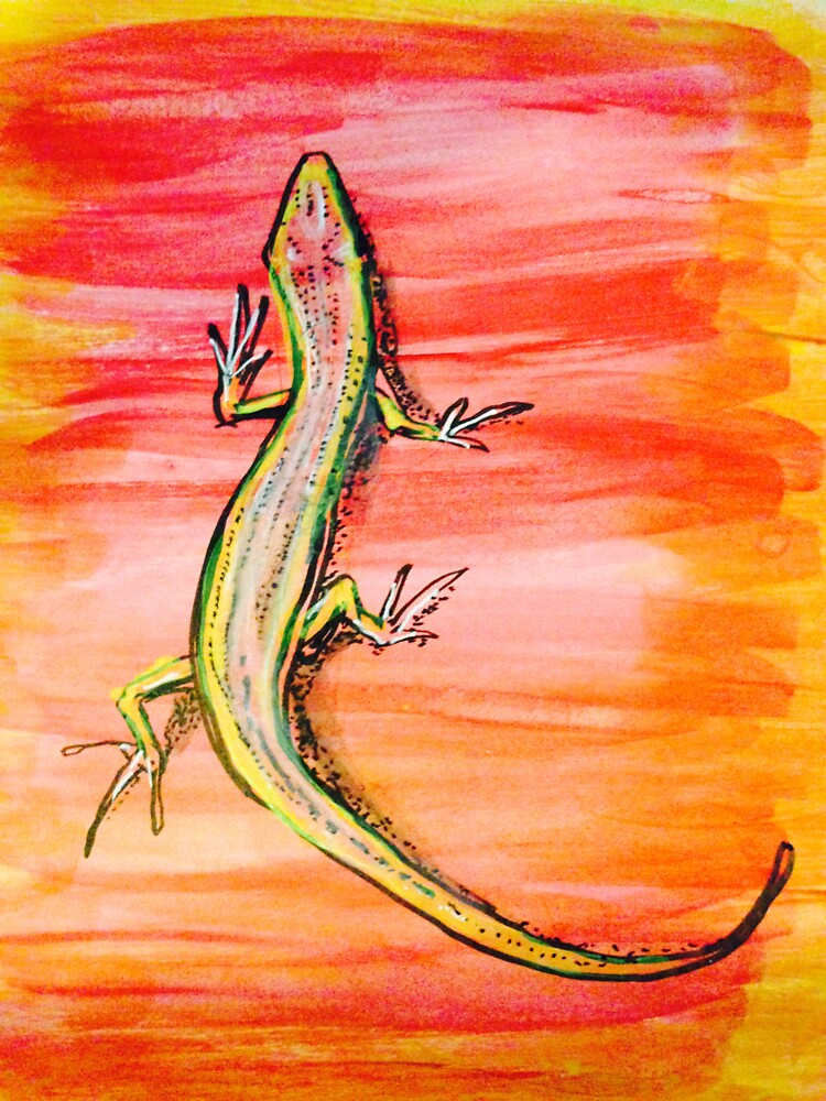Thumbnail 3 of 3, Sticker, Red lizard designed and sold by Tensegrity.