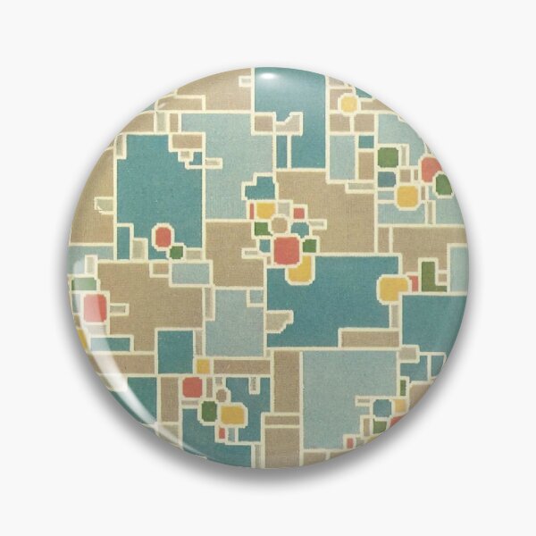 Item preview, Vintage 1930s Minimalistic Mod Pattern in Red Yellow Blue Design designed and sold by kmcs.