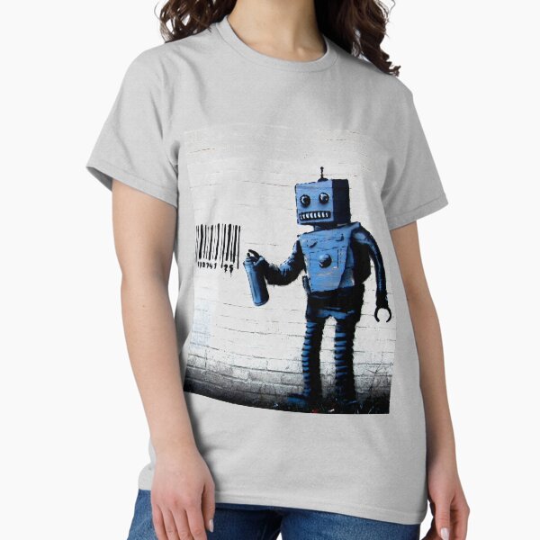 Vista previa del artículo con la obra «CÓDIGO DE BARRAS ROBOT GRAFFITI BANKSY», diseñado y vendido por T-paw.
