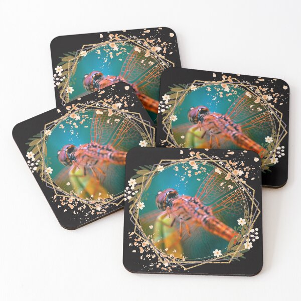 Item preview, Iridescent Dragonfly With Flower Frame Design designed and sold by EarthArtDesigns.