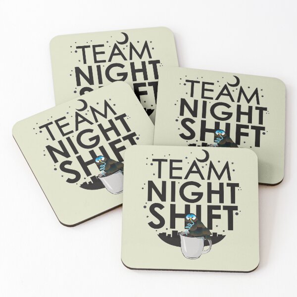 Item preview, Team Night Shift with Coffee Drinking Owl (Black on White) designed and sold by mLoyal.