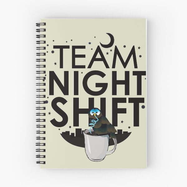 Item preview, Team Night Shift with Coffee Drinking Owl (Black on White) designed and sold by mLoyal.