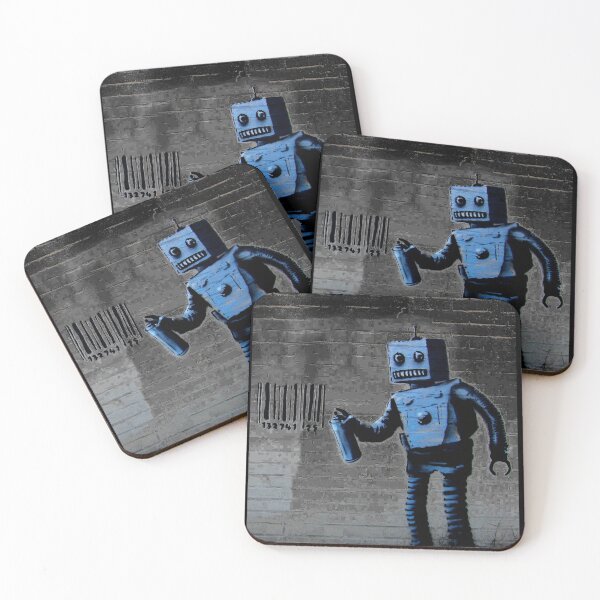 Item preview, GRAFFITI ROBOT BARCODE BANKSY black designed and sold by T-paw.