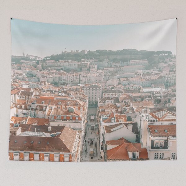 Item preview, Lisbon Portugal city streets rooftops on a sunny day balconies Europe city designed and sold by MindChirp.