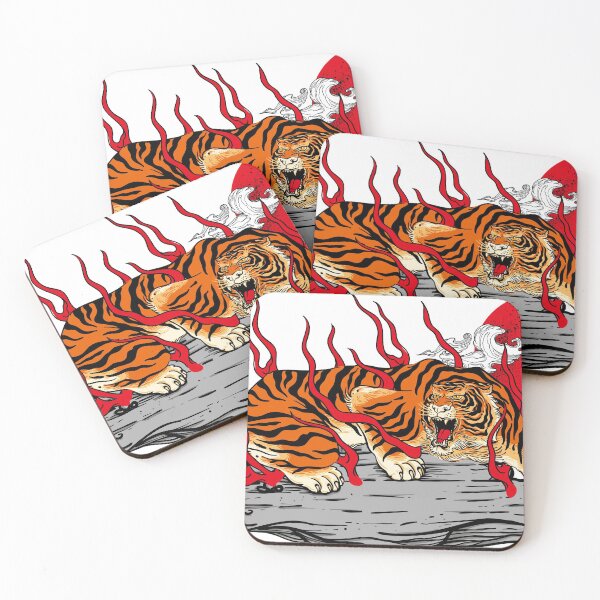 Artikelvorschau, japanische Tigerwut auf Flamme, Stil japanischer Kunst entworfen und verkauft von tudesign90.