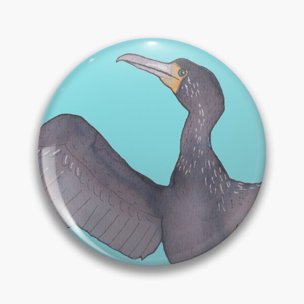Item preview, Double-Crested Cormorant bird species watercolor art designed and sold by TheWaterBirds.