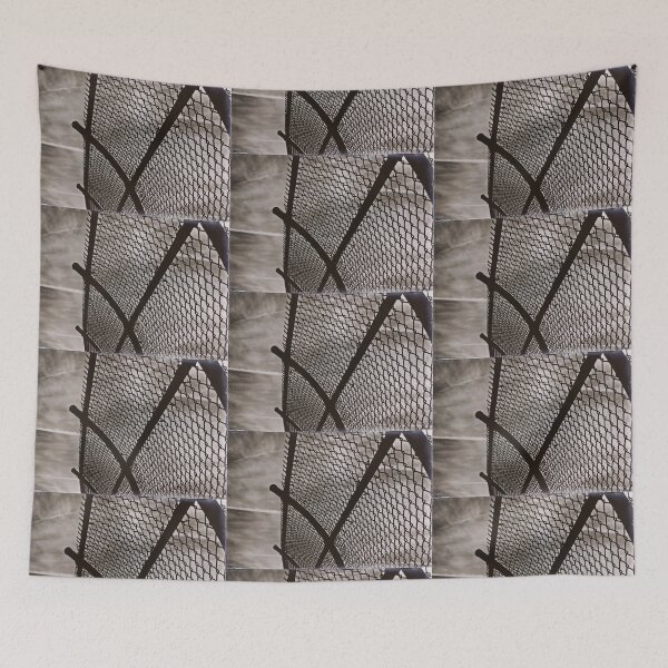 Item preview, curved chainlink fence against sky designed and sold by Stephen Orsillo.