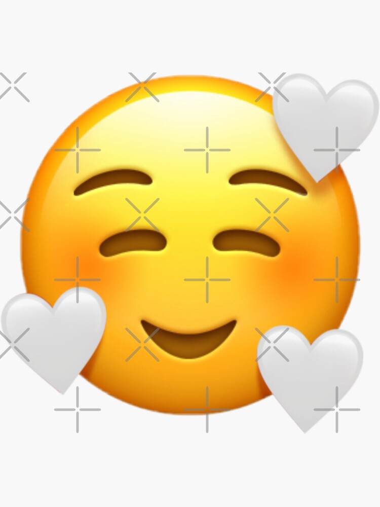 Emoji de corazones sonrientes Cara feliz Blanco Pegatina