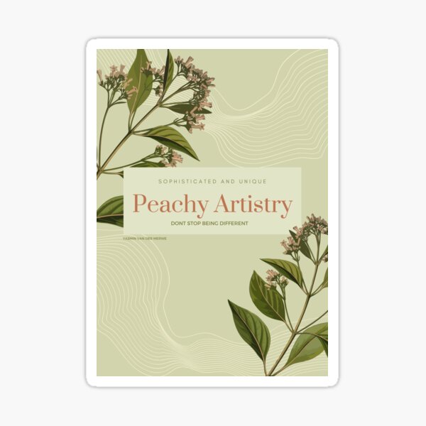 Pfirsich-elegant mit weißen Blumen Strichzeichnungen Sticker