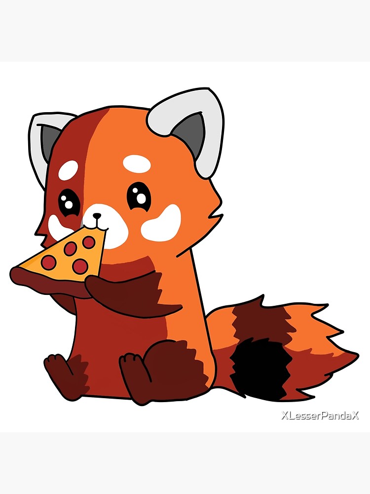 "Red panda eating pizza" Poster for Sale by XLesserPandaX | Redbubble