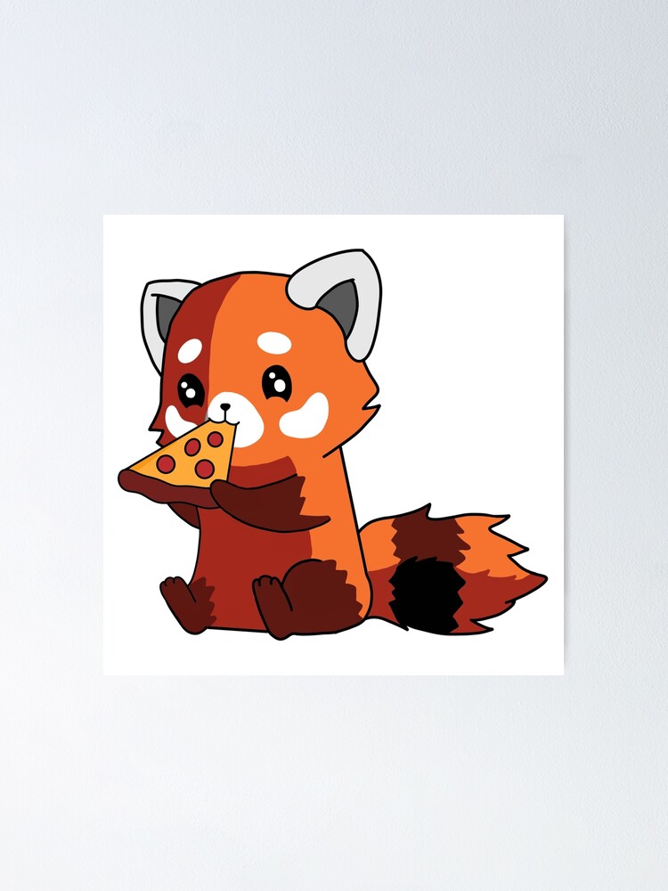 "Red panda eating pizza" Poster for Sale by XLesserPandaX | Redbubble