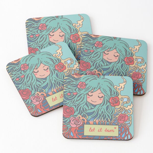 Item preview, Let It Burn Romantic Anime Girl Pastel Colours Illustration designed and sold by doodlingjay.