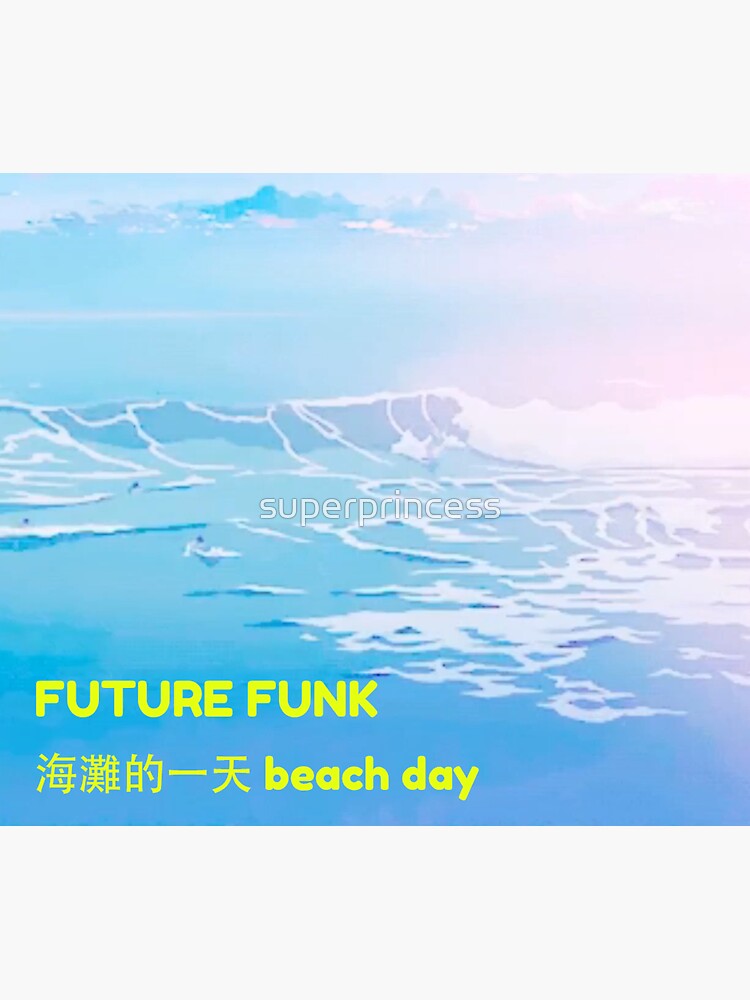 Thumbnail 3 of 3, Sticker, FUTURE FUNK 海灘的一天 beach day Malibu Beats Vol. 1 sticker designed and sold by superprincess.