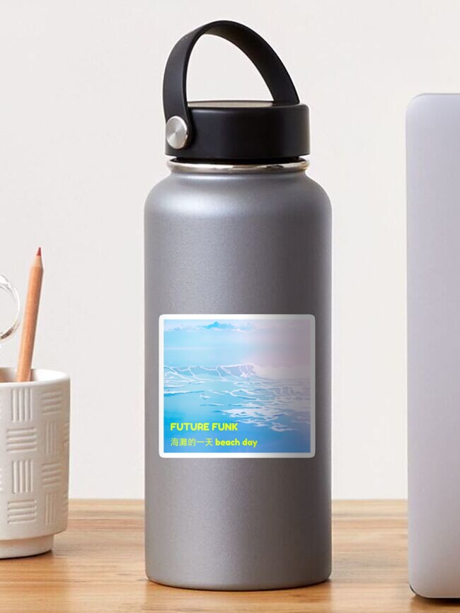 Thumbnail 1 of 3, Sticker, FUTURE FUNK 海灘的一天 beach day Malibu Beats Vol. 1 sticker designed and sold by superprincess.