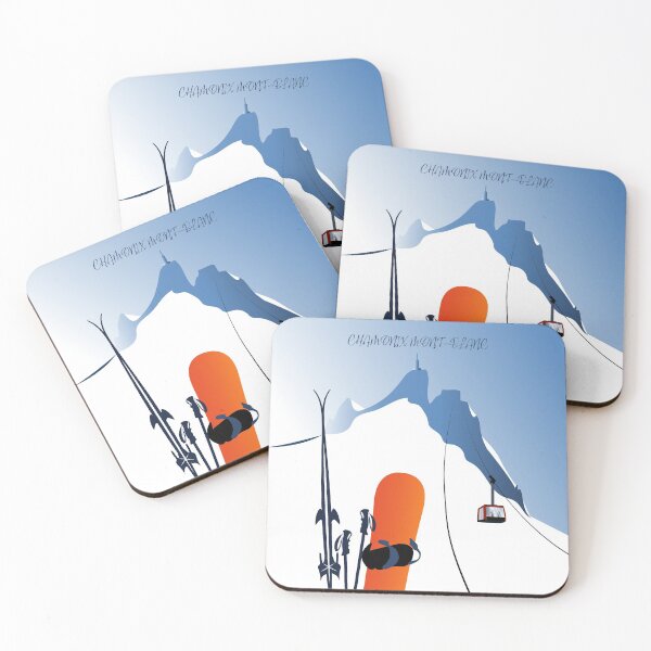 Item preview, Alps Poster Chamonix Aiguille  du Midi cable car and ski snowboard designed and sold by leewarddesign.