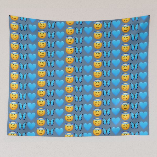 Item preview, Angel Butterfly Heart Emoji | HappyFaceCo | Blue designed and sold by HappyFaceCo.