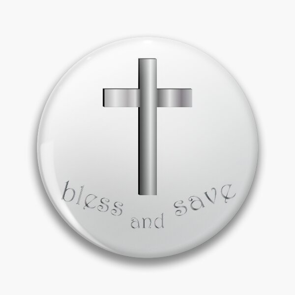 Aperçu de l'œuvre Croix d'argent 3D avec l'inscription bénir et sauver créée et vendue par Murza.