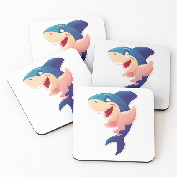 Item preview, Blue Shark, happy shark, cartoon shark, cartoon shark graphic art designed and sold by ArtworkByNina.