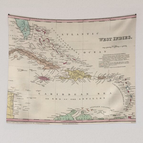 Item preview, Old Caribbean Map (1834) Vintage West Indies Atlas designed and sold by BravuraMedia.