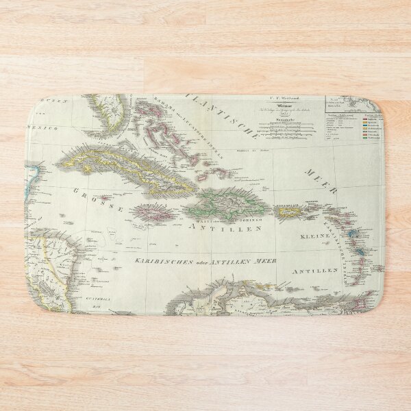 Item preview, Old Caribbean Map (1855) Vintage West Indies Islands Atlas designed and sold by BravuraMedia.