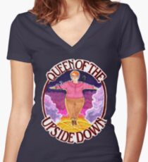 Barb Queen of The Upside Down Stranger Things White Outline Women's Fitted V-Neck T-Shirt