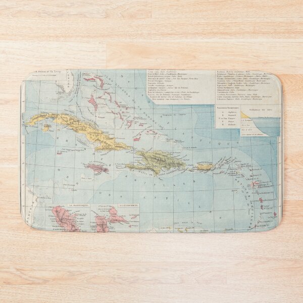 Item preview, Old Caribbean Map (1886) Vintage West indies Isles Atlas designed and sold by BravuraMedia.