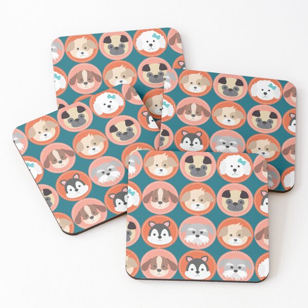 Item preview, Dog Faces on Blue Background designed and sold by Mommyisakeeper.