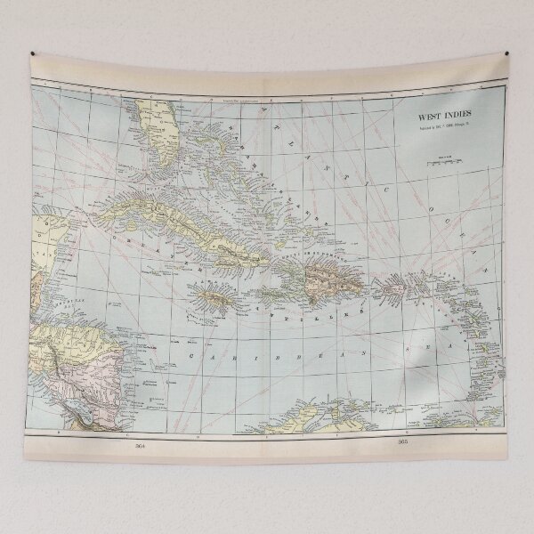 Item preview, Old Caribbean Map (1901) Vintage West Indies Atlas designed and sold by BravuraMedia.