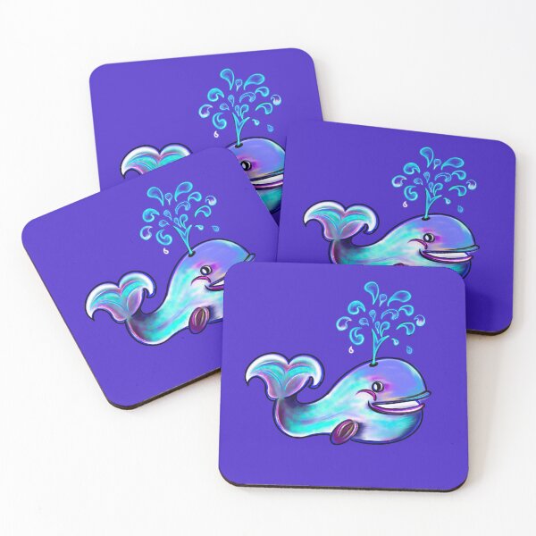 Item preview, Cute humpback whale spraying water into the air. Playful whale designed and sold by Artonmytee.