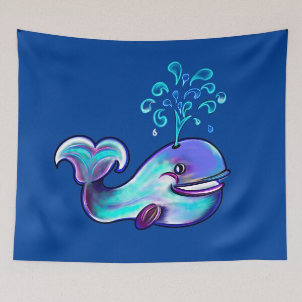 Item preview, Cute humpback whale spraying water into the air. Playful whale designed and sold by Artonmytee.