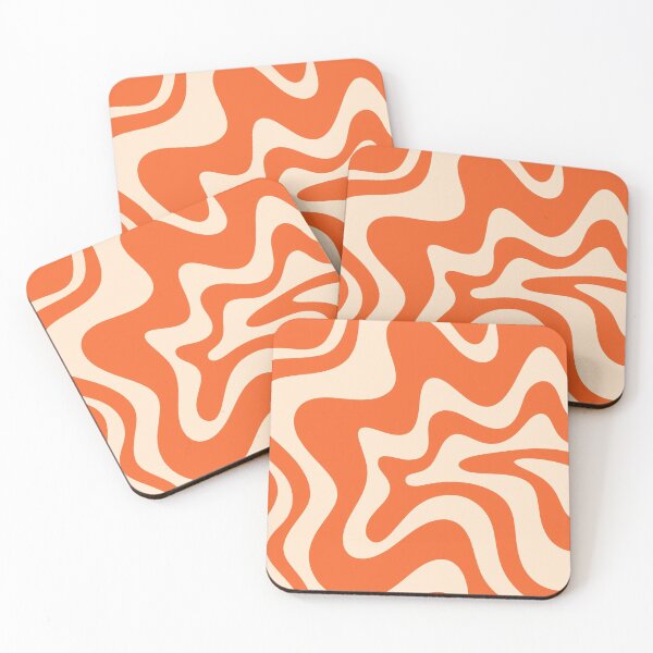 Item preview, Retro Liquid Swirl Abstract Pattern Square in Tangerine Orange and Peach designed and sold by kierkegaard.