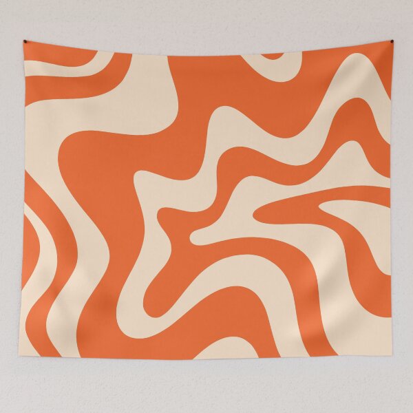 Item preview, Retro Liquid Swirl Abstract Pattern Square in Tangerine Orange and Peach designed and sold by kierkegaard.