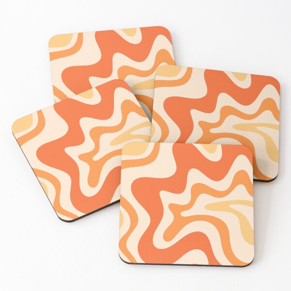 Item preview, Retro Liquid Swirl Abstract Pattern Square in Light Tangerine Orange Tones designed and sold by kierkegaard.