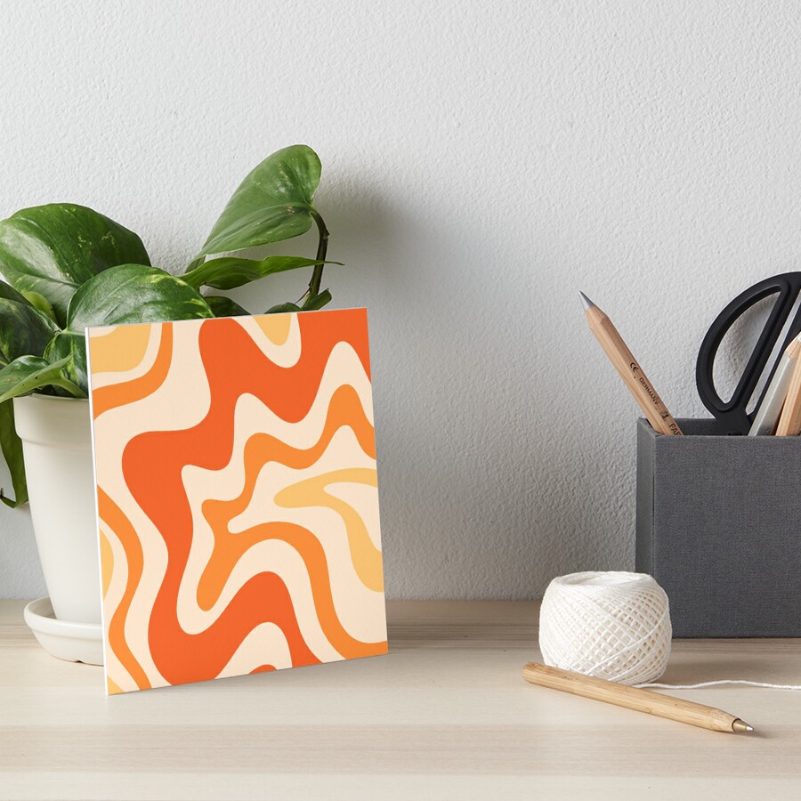 Retro Liquid Swirl Abstract Pattern Square Tangerine Orange Tones