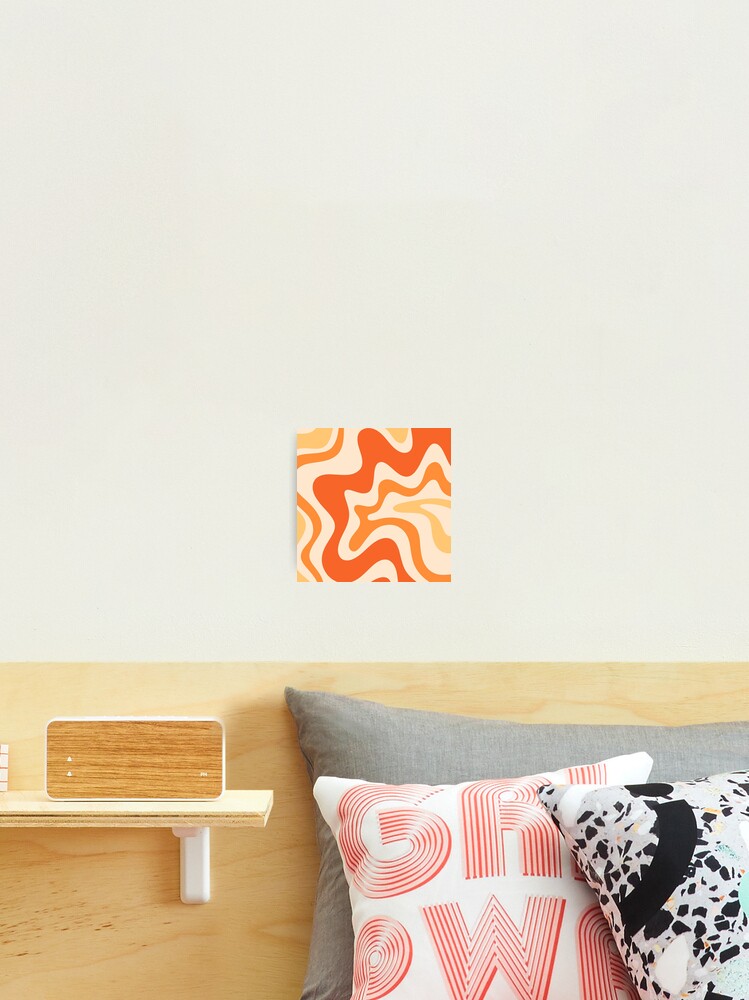 Retro Liquid Swirl Abstract Pattern Square Tangerine Orange Tones