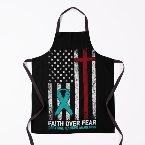 Item preview, Christian Distressed USA Flag Cross Faith Over Fears Cervical Cancer Awareness designed and sold by Brad-FI.