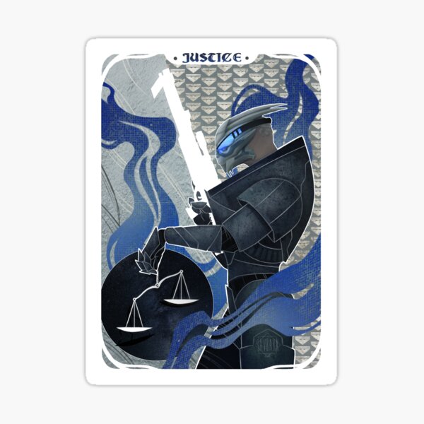 Vista previa del artículo con la obra «Garrus Vakarian Justice Tarot», diseñado y vendido por SavBakk.