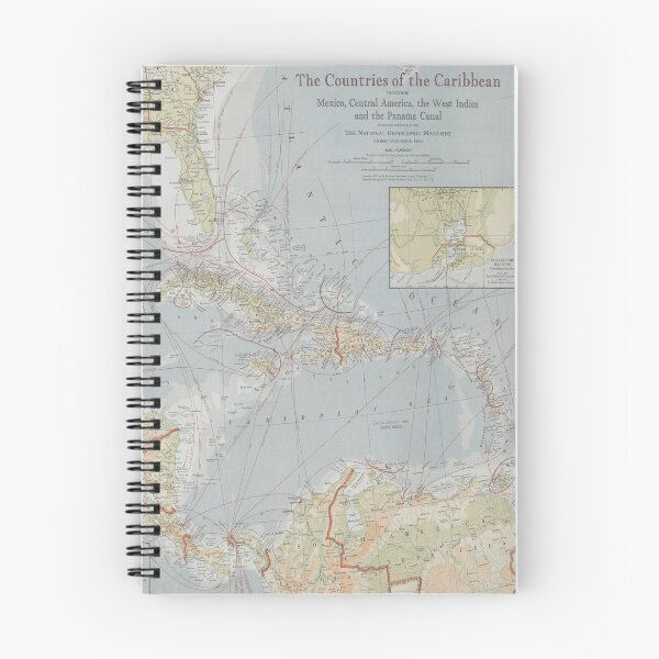 Item preview, Old Caribbean Map (1922) Vintage West Indies Atlas designed and sold by BravuraMedia.