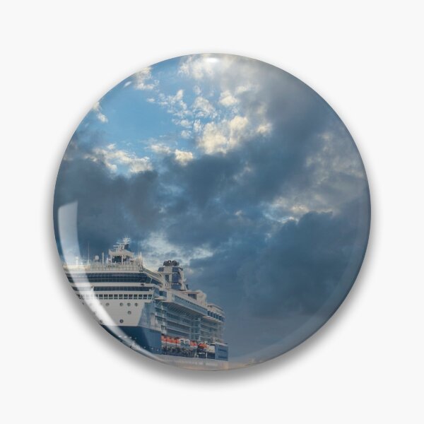 Item preview, Blue and White Cruise Ship Docked Under Dramatic Sky designed and sold by dbvirago.