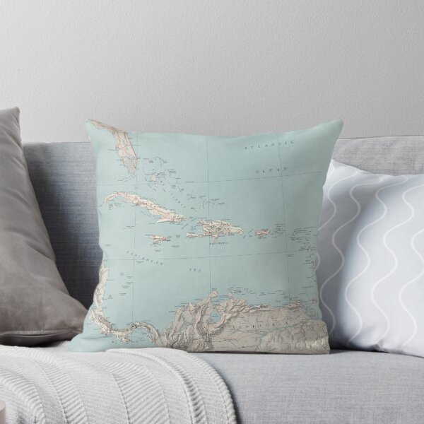 Item preview, Old Caribbean Map (1961) Vintage West Indies Atlas designed and sold by BravuraMedia.