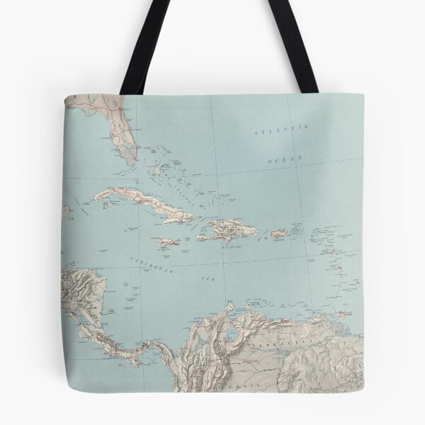 Item preview, Old Caribbean Map (1961) Vintage West Indies Atlas designed and sold by BravuraMedia.