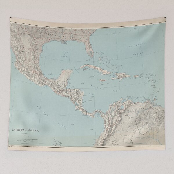 Item preview, Old Caribbean Map (1961) Vintage West Indies Atlas designed and sold by BravuraMedia.
