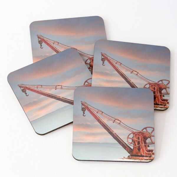 Item preview, Old Red Rusty Crane on Shore at Dusk designed and sold by dbvirago.
