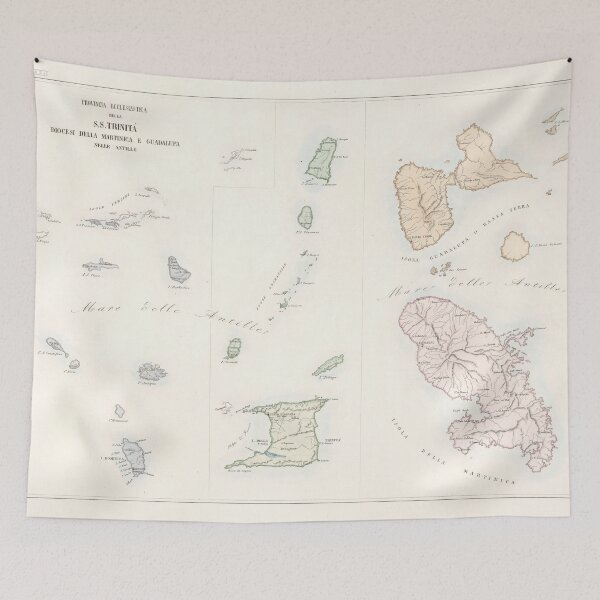 Item preview, Old Caribbean Map (1859) Vintage West Indies Islands Atlas designed and sold by BravuraMedia.